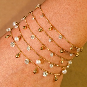Xinfly 18K <b>Solid</b> <b>Gold</b> Lab Grown Diamond Bead <b>Bracelet</b> Crushed Ice Floating Diamond <b>Bracelet</b> Bespoke Stackable for Women - Product Image 3