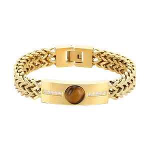 <span class=keywords><strong>Bracelet</strong></span> Hip-hop pour Hommes et Femmes, Style Rétro, Chaîne à Points Croisés, Couple, Plaqué Or, Œil de Tigre Courbé, Kevlar - Product Image 5