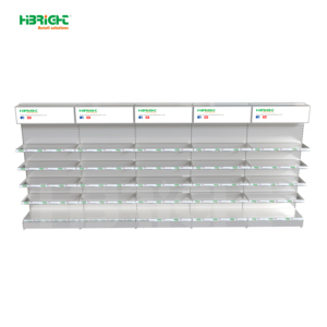 Highbright Customizable Durable Metal <strong>Double</strong>-<strong>Sided</strong> Heavy Duty Gondola <strong>Shelving</strong> for Supermarket Grocery Display Stand - Product Image 1