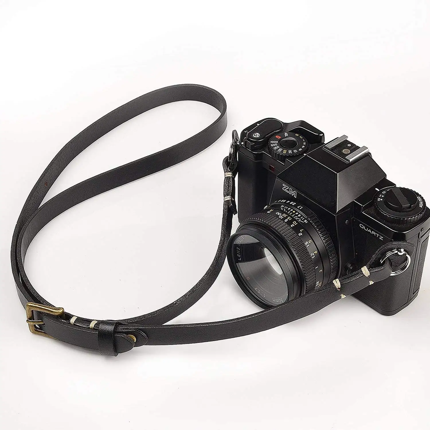 Adjustable Camera Strap Genuine Leather Neck Strap Handmade Compact For SLR & Mirrorless SLR CP006-Black BR8172