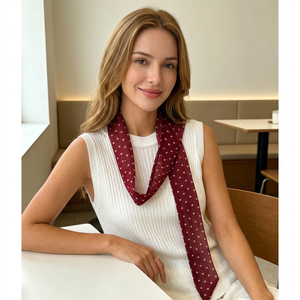 Pañuelo de seda fino con estampado de lunares, cinta decorativa para el cuello, cinturón, banda larga de moda, transpirable para el verano, venta al por mayor - Product Image 2