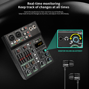 Mezclador de Audio de 4 Canales con Micrófonos Inalámbricos UHF Dobles, Bluetooth Integrado, USB, <span class=keywords><strong>MP3</strong></span>, Alimentación Phantom de 48V para Karaoke, Fiestas y Transmisión <span class=keywords><strong>en</strong></span> Vivo - Product Image 5
