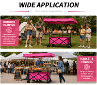 Chariot de Vente Pliant Robuste avec Auvent Pare-Soleil, Table de Présentation et Quatre Roues pour Ventes au Marché