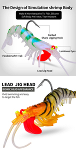 Luya appât tête de plomb crochet crevette lumineuse cinq sections crevettes molles, section cassée crevettes avec pendentif en plomb - Product Image 6