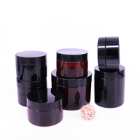 Contenants en plastique PET ambré transparent noir de 50 ml, 100 ml, 120 ml, 200 ml, 250 ml, 500 ml, pots de rangement avec couvercle transparent