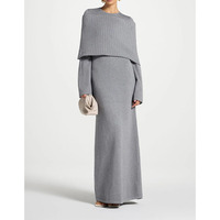 Robe longue décontractée pour femme, style Abaya islamique en tricot de haute qualité, col rond, manches évasées, coupe ample, ligne A, grande taille, Moyen-Orient