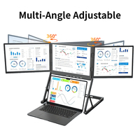 Moniteur portable triple 3*15,6 pouces FHD en alliage d'aluminium, extension d'écran d'ordinateur portable 480 cd/m² lumineux pour trader boursier et travail multi-tâches
