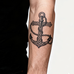 Croce nautica e ancora tatuaggio temporaneo Semi permanente tatuaggio impermeabile per 2 settimane realistico tatuaggio a base di erbe per il corpo del braccio - Product Image 4