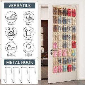 Organisateur de chaussures à suspendre derrière la porte, 40 poches, en maille beige, pour ranger les chaussures derrière la porte - Product Image 2