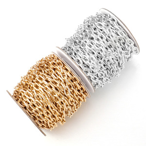Chaîne en aluminium imperméable et inaltérable aux couleurs or et argent |   Chaîne à maillons ovales pour sacs, accessoires et fabrication de bijoux - Product Image 2