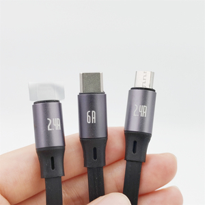 Cáp điện thoại 100W 6A 3-in-1 có thể thu vào cáp USB mềm Silicone nhanh chóng sạc PD cổng tự động tua lại cho điện thoại máy tính bảng thiết bị di động - Product Image 3