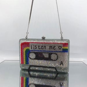 LEB1295 Cassette Tape <strong>Bride</strong> Evening Sparkling Diamond Clutch Purses <strong>Bags</strong> Fashion Women <strong>Wedding</strong> Prom Chain Crystal Party <strong>Bag</strong> - Product Image 2
