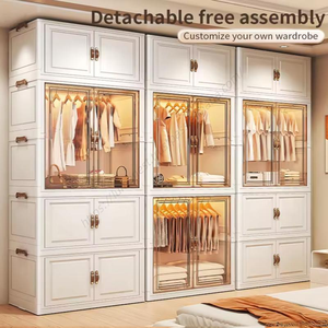 Armoire portable en plastique pour enfants Proins, organisateur avec tringle suspendue, pliable, facile à installer pour chambre à coucher - Product Image 1