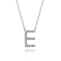 Collier avec pendentif lettre initiale en argent 925 pour femmes, plaqué rhodium et or avec pierre en zircon, type religieux chrétien