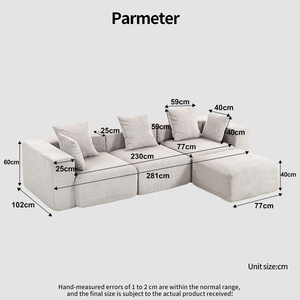 Ensemble de canapés de salon, canapés compressibles, canapé combiné beige, canapé en forme de L pour salon - Product Image 2