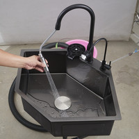 Évier d'angle personnalisé en acier inoxydable 304, nano surface de lavage noire blanche grise et dorée pour l'installation de comptoirs de cuisine et de ménage