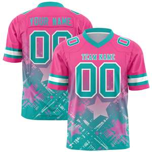 Camiseta de Fútbol Americano Personalizada con Estrella Degradada en Rosa Aqua - Product Image 1