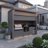 Abri de cuisine extérieur de style américain avec volets roulants en acier inoxydable, anti-déformation, pour barbecue, avec réfrigérateur
