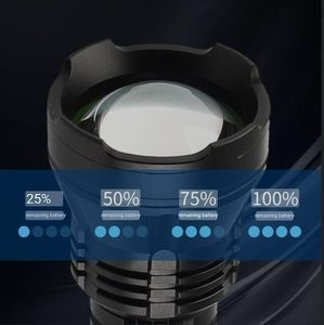 ไฟฉาย LED อลูมิเนียมอัลลอยแบบรวมแสงสองโหมด Flood-Spot - 2350 ลูเมนส์ ระยะส่อง 230 เมตร พร้อมหน้าจอแสดงระดับแบตเตอรี่ - Product Image 4