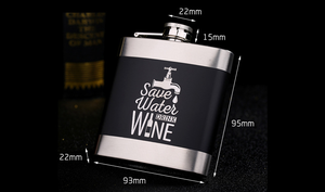 Gourde à liqueur réutilisable en acier inoxydable noir de 6 oz, très vendue, avec lettres anglaises gravées au laser, design minimaliste - Product Image 2