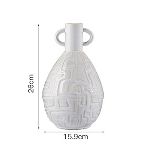 Vase décoratif en céramique minimaliste de Style nordique Texture géométrique maison hôtel Vase de <span class=keywords><strong>table</strong></span> traditionnel Arrangement de fleurs - Product Image 2