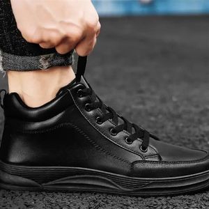 Factory Wholesale Red Mid-Top Sneakers - Lace-Up PU Upper <b>EVA</b> Sole Casual Shoes for Men Walking Style shoes - Product Image 4