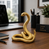 Sculpture de serpent en or, en résine, finition artisanale, figurine de serpent enroulé, statue d'animal en or métallique, décoration de luxe pour la maison