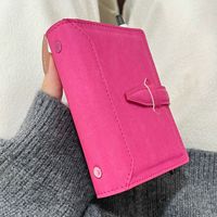 Bestseller transfrontalier M5 – Carnet en cuir PU rose vif, élégant, fait main, relié en cuir, agenda à feuilles mobiles, cadeau pour étudiants
