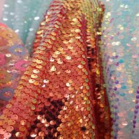 Offre Spéciale 5mm paillettes tissu chaud Orange couleur broderie tissu scintillant paillettes dégradé paillettes tissu pour robe de soirée