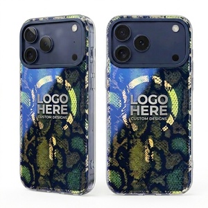 Funda de Teléfono con Diseño de Piel de Serpiente Azul Sublimado al por Mayor para iPhone 15 16 17 <span class=keywords><strong>Pro</strong></span>, Anti-Amarilleo, TPU+PC, Diseños Personalizados Disponibles - Product Image 1