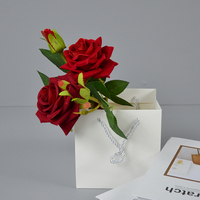 Künstliche Real Touch Velvet Rose 3 Köpfe Hohe Qualität wie echte Seiden blumen für Hochzeit dekorative Blume