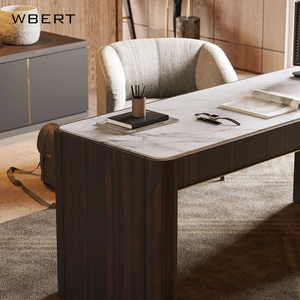 Escritorio italiano WBERT de madera maciza con tapa de mármol, escritorio de ordenador de estudio, escritorio de oficina con cajones para almacenamiento, escritorio de escritura - Product Image 5