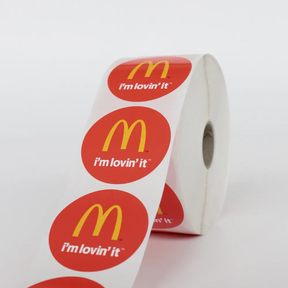 Custom round adhesive waterproof synthetic paper bottle label  roll logo label sticker printing