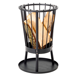 <span class=keywords><strong>Brasero</strong></span> rond moderne en acier noir pour feu de bois avec plaque à cendres pour chauffage extérieur de jardin, terrasse et patio - Product Image 1