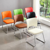 Chaise de réunion sans accoudoirs à cadre métallique en gros, sans roulettes, dossier bas, chaise de formation de bureau, chaise empilable, sillas para reunión