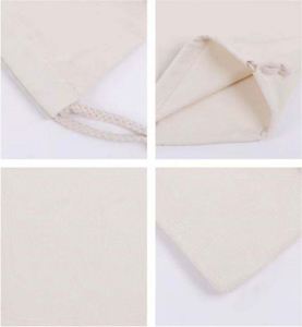 Custom Logo White Cotton Linen Gift Clothing Dust <b>Pouches</b> Cotton <b>Drawstring</b> <b>Pouch</b> - Product Image 1