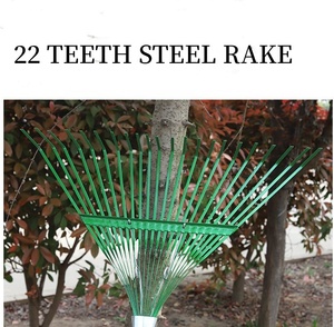 Râteau en acier à 22 dents <span class=keywords><strong>pour</strong></span> le jardin, les pelouses, les patios et les cours, les feuilles et la <span class=keywords><strong>mousse</strong></span> avec manche en bois. - Product Image 5