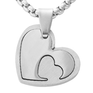 <b>Titanium</b> Steel Heart Pendant Necklace Geometric Retro Design Everyday Wear 120210 - Product Image 1