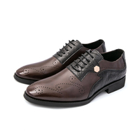 Herren Schnürschuhe im Brogue-Stil, Geprägtes PU-Obermaterial mit Gummisohle, Patchwork Formelle Schuhe für Geschäft und Feier