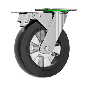 Chinesischer Hersteller <span class=keywords><strong>4</strong></span> 5 6 8 Zoll 100mm 125mm 150mm 200mm Industrielle Aluminium-Kern Gummirad Feststehend Schwenkbar mit Bremse Schwerlast-Lenkrolle - Product Image 3