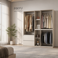 Armoire autoportante en bois de style mid-century avec portes à panneaux surélevés, écologique, grande capacité de rangement pour chambre, hôtel, hôpital, salle à manger