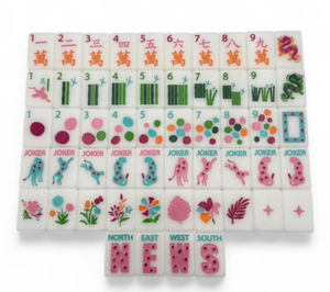 <b>White</b> <b>Acrylic</b> Modern American Mahjong Tiles 160 Pieces Engraved Folding Legs Portable Water Resistant 4 Player Casino US Plug - Product Image 1