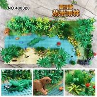 Set de Bloques de Construcción de Escena de Selva Tropical, Ladrillos MOC de Animales Tropicales, Juguete Educativo, Regalo para Niños, Venta al Por Mayor