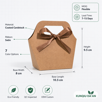 Sac en papier kraft écologique créatif avec poignée découpée et nœud en ruban de satin pour cosmétiques, bijoux, cadeaux et cadeaux d'anniversaire