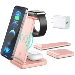 Estacion de carga rapida de 15W soporte de telefono movil 3 en 1 for iPhone cargador inalambrico el mas vendido en Amazon