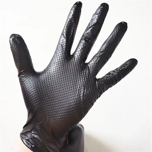 Gants jetables sans poudre sans latex avec texture diamantée 10mil Gants de sécurité en <span class=keywords><strong>nitrile</strong></span> noir orange synthétique - Product Image 3