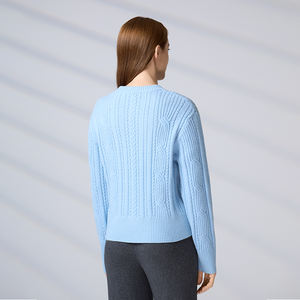 Fabricante de Prendas de Punto, Suéter de Manga Larga al por Mayor, Logotipo Jacquard, Suéter de Punto Personalizado de Otoño para Mujer - Product Image 5