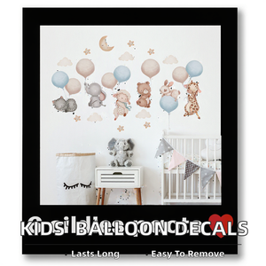 Cartone animato animale palloncino con nuvola in PVC decalcomanie da parete rimovibili per camera dei bambini adesivi decorativi per la decorazione della casa - Product Image 2