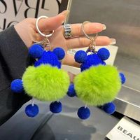 Porte-clés en peluche fait main, mignon et original, en fausse fourrure de lapin Rex, pour clés de voiture, sac ou sac à dos
