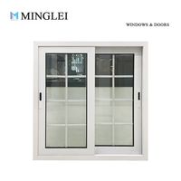 Fenêtres coulissantes modernes en aluminium MINGLEI avec design à grilles, verre trempé teinté pour maisons